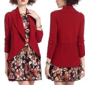Anthropologie Knitted & Knotted Red Cardigan